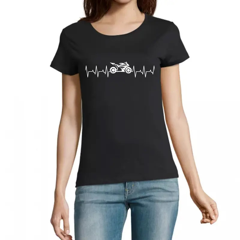 t-shirt moto électrocardiogramme