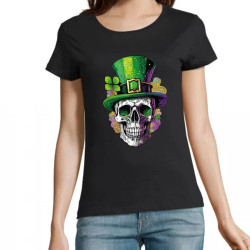t shirt femme tete de mort saint patrick
