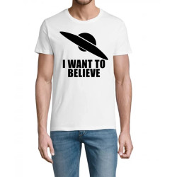 t-shirt homme imprimé i want to believe ovni ufo