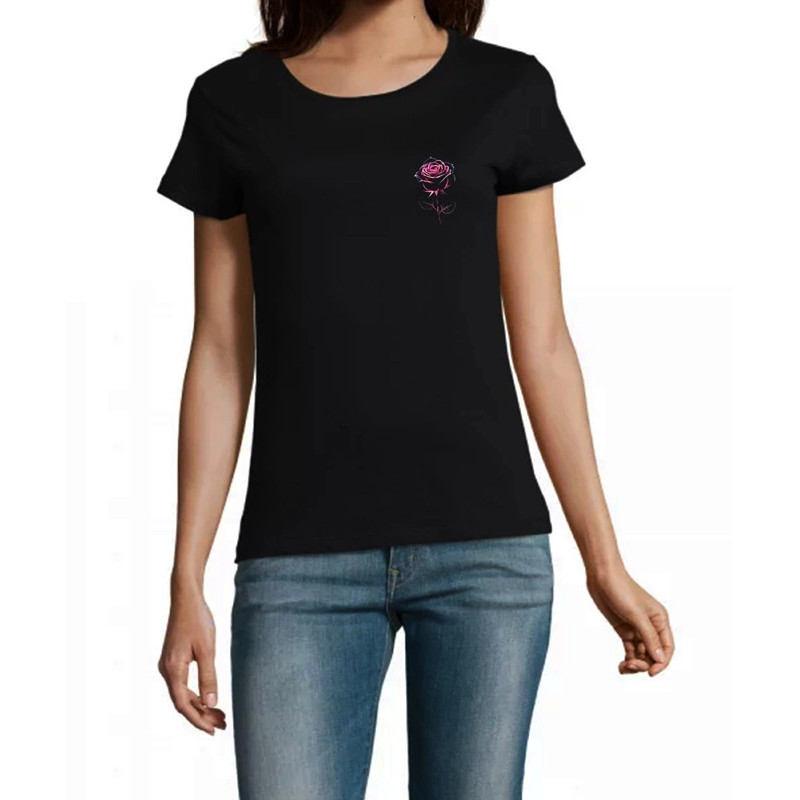 T Shirt rose coeur pour femme