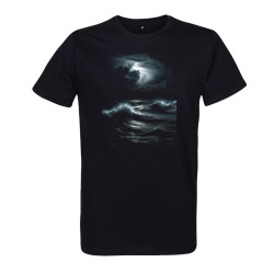 t-shirt noir pour homme imprimé tempête sur l'océan