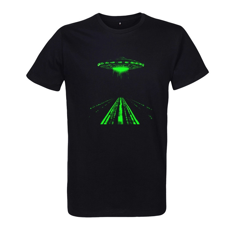 t-shirt UFO Ovni halo vert pour homme