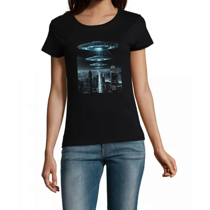 T Shirt ufo city pour femme