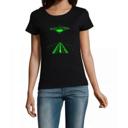 T Shirt ufo vert pour femme