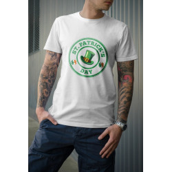 t-shirt blanc 100% coton pour homme imprimé saint patrick's day