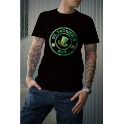 t-shirt noir 100% coton pour homme imprimé saint patrick's day