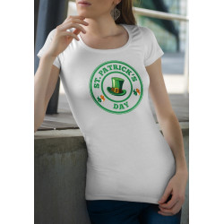 t-shirt blanc 100% coton pour femme imprimé saint patrick's day