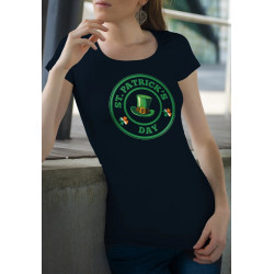 t-shirt noir 100% coton pour femme imprimé saint patrick's day