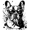 T shirt Bouledogue Français Lunettes Splash - pour homme  - Atypics