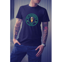 t-shirt noir 100% coton pour homme imprimé saint patrick's day et choppe de bière