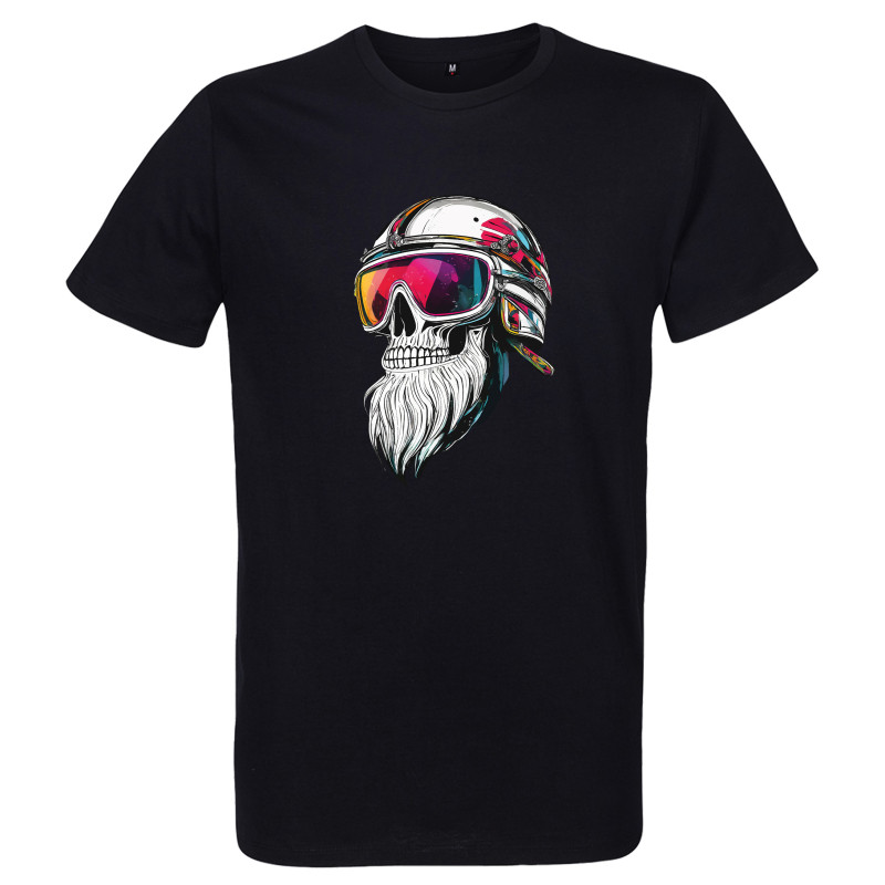 T-shirt noir Crâne Motard Barbu - pour Homme