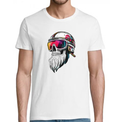 T-shirt blanc Crâne Motard Barbu - pour Homme