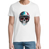 T shirt blanc imprimé Skull BIKER - pour Homme