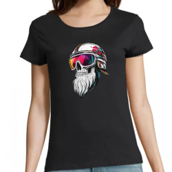 T Shirt Crâne Motard Barbu- pour femme