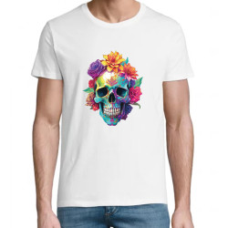 T Shirt Skull Flowers - pour Homme - Atypics