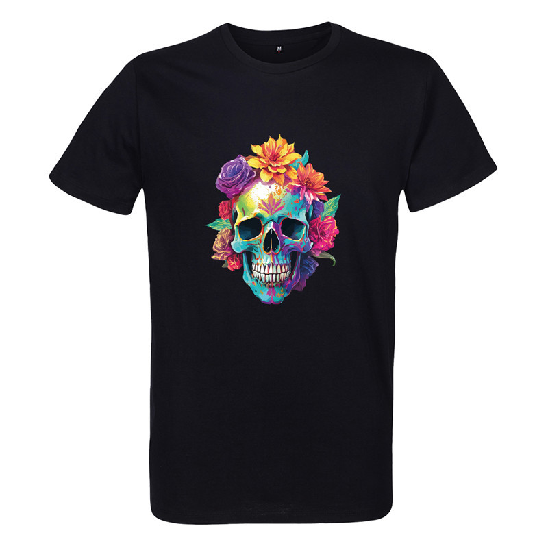 T shirt Skull Flowers pour Homme