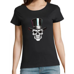 T Shirt Skull Top Hat - pour femme