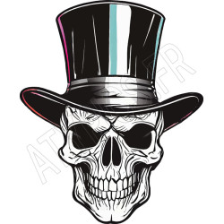 T Shirt Skull Top Hat - pour Homme - Atypics