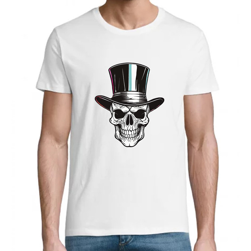 T Shirt Skull Top Hat - pour Homme - Atypics