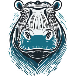 T Shirt hippopotame- pour Homme - Atypics