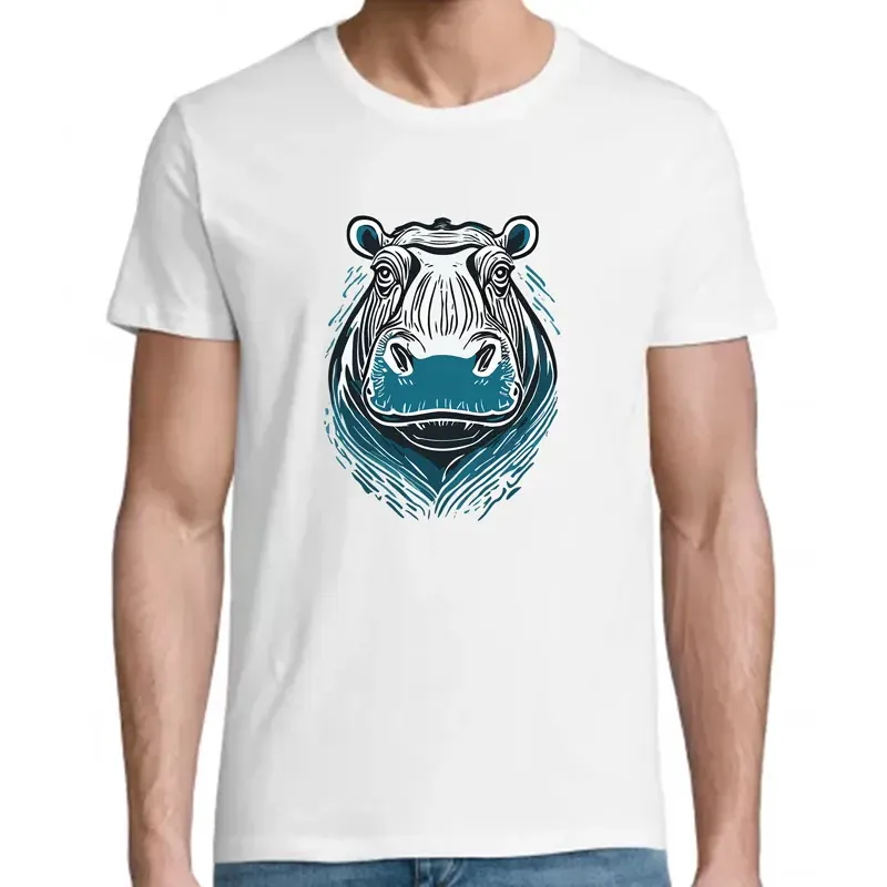 T Shirt hippopotame- pour Homme - Atypics