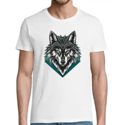 t-shirt blanc homme imprimé tête de loup