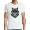 t-shirt blanc homme imprimé tête de loup