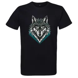 t-shirt noir homme imprimé tête de loup