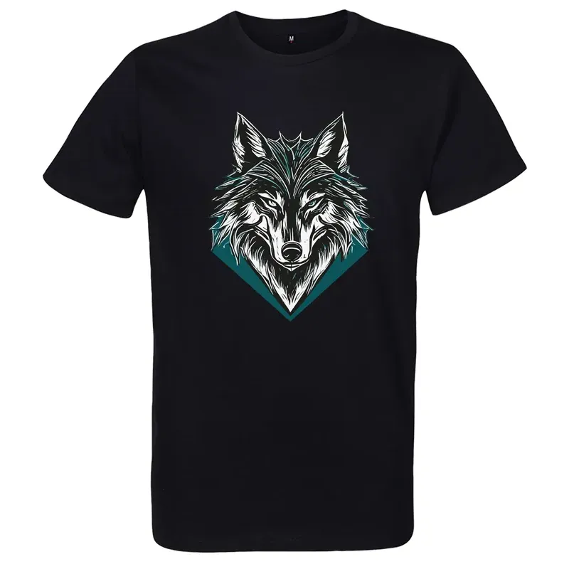 t-shirt noir homme imprimé tête de loup