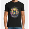 t-shirt noir 100% coton pour homme imprimé d'une grenouille en position de méditation