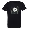 t-shirt noir imprimé panda et bambou