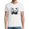 t-shirt blanc imprimé panda et bambou