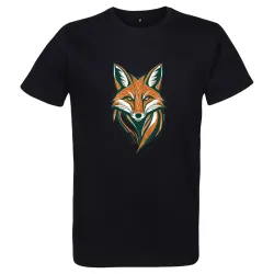 t shirt homme noir imprimé sur la face avec un renard stylisé