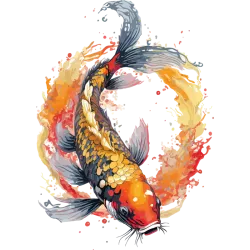 détails t-shirt pour femme 100% coton  imprimé d'une carpe koï aux superbes couleurs