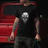 t-shirt blanc homme 100% coton  imprimé d'une tête d'aigle, couleur noire