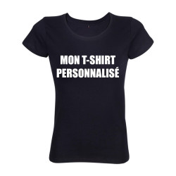 t-shirt personnalisable femme 100% coton couleur noir, ajouter votre image et votre texte sur la face