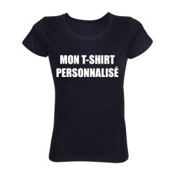 t-shirt personnalisable femme 100% coton  couleur noir, ajouter votre image et votre texte sur la face