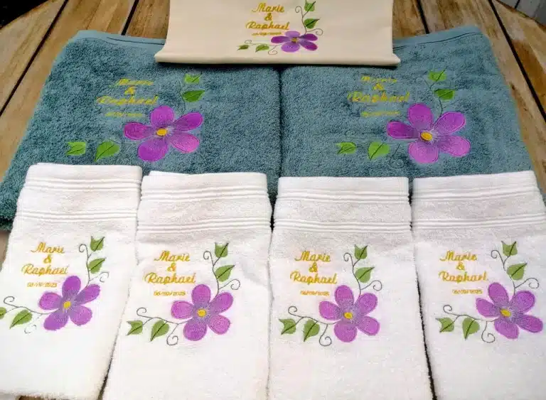 broderie serviette mariage
