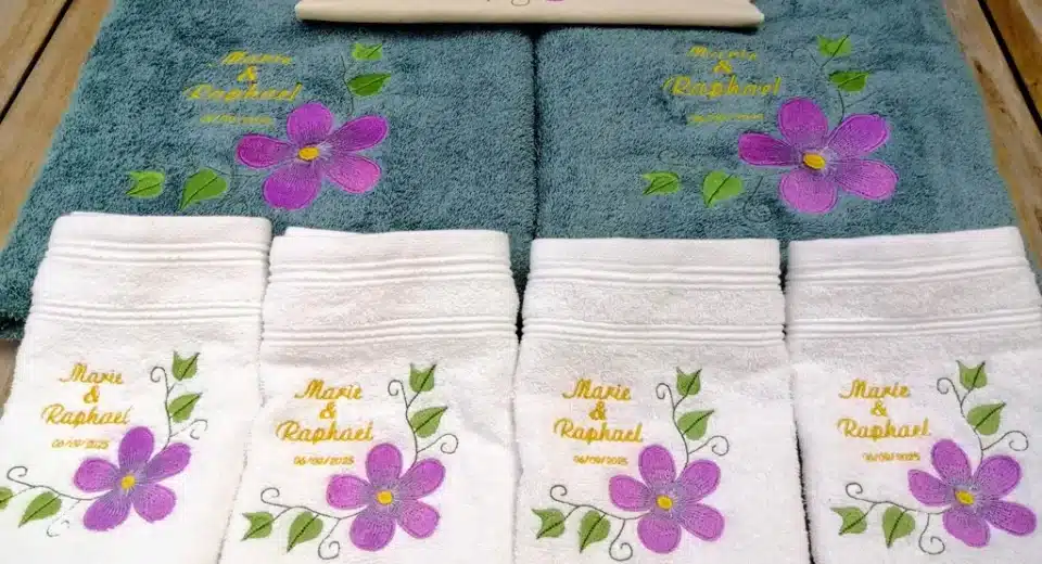 broderie serviette mariage