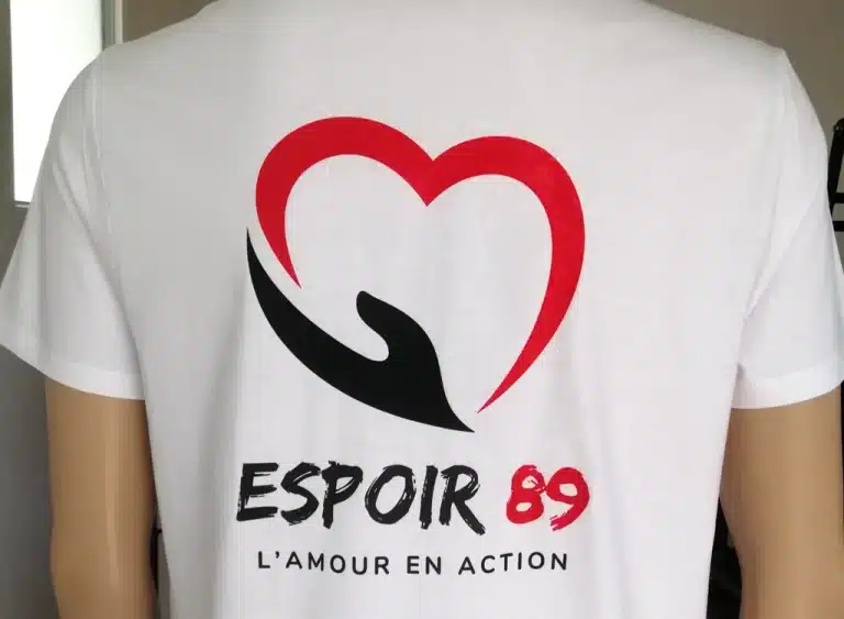 dtf logo dos sur tshirt pour association espoirs 89