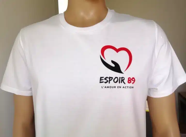 dtf sur tshirt pour association espoirs 89