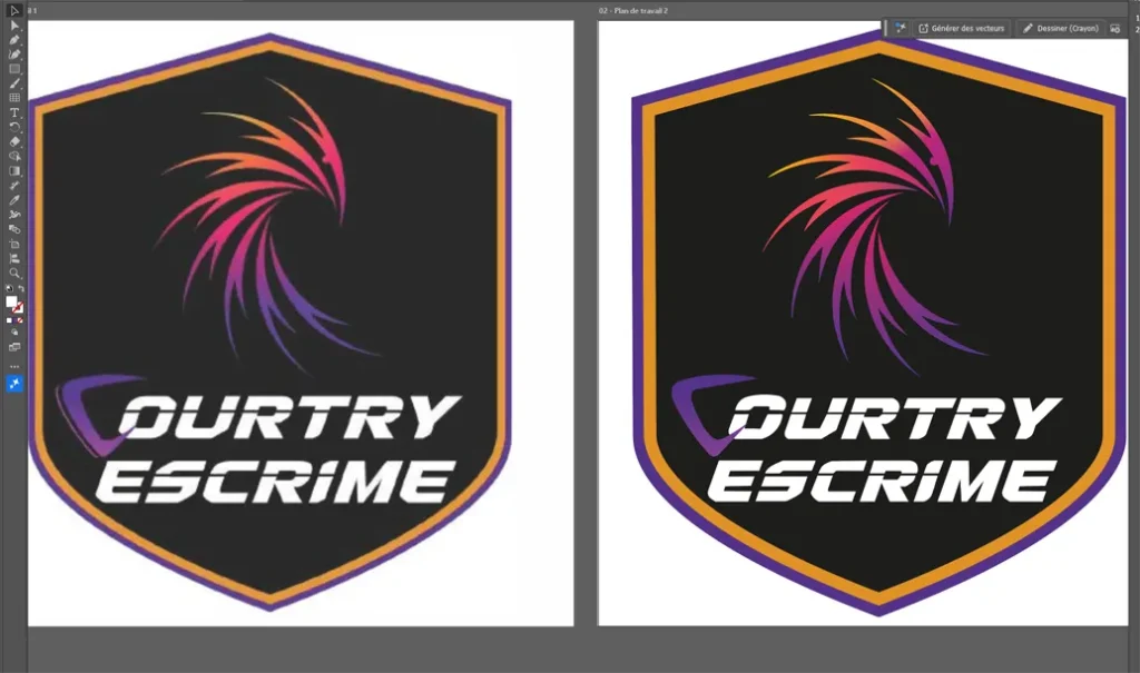 Pourquoi les images générées par l’IA ne sont pas adaptées à l’impression textile 2 travail de vectorisation sur un logo sur un logo généré par IA